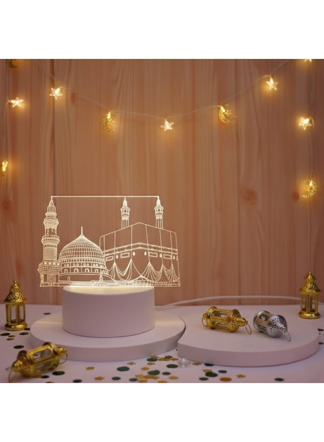 3D Ramadan Decor LED Acrylic Night Light – Islamic Calligraphy Board with Soft Warm Glow, USB Powered Night Lamp for Ramadan, Prayer Room & Muslim Home Decor - Image 2